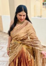 Molten Gold Tissue Silk Lehenga (Set of 3) - Image 7