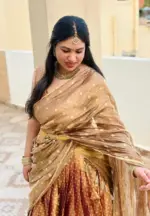 Molten Gold Tissue Silk Lehenga (Set of 3) - Image 7