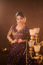 Coffee Brown Silk Lehenga with Organza Dupatta (Set of 3) - Image 4