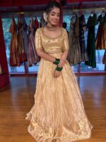 Ivory Embroidered Tissue Silk Lehenga Set of 2