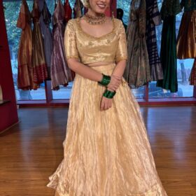 Ivory Embroidered Tissue Silk Lehenga Set of 2