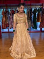 Ivory Embroidered Tissue Silk Lehenga Set of 2 - Image 5