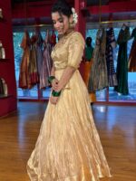 Ivory Embroidered Tissue Silk Lehenga Set of 2 - Image 2