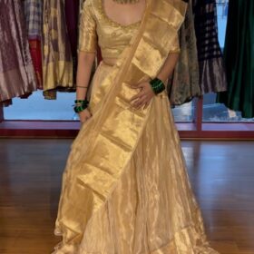 Ivory Embroidered Tissue Silk Lehenga Set of 3