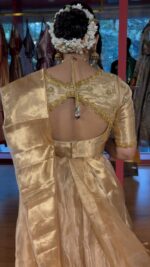 Ivory Embroidered Tissue Silk Lehenga Set of 3 - Image 3