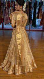 Ivory Embroidered Tissue Silk Lehenga Set of 3 - Image 2