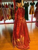 Deep Maroon Silk Embroidered Lehenga Set of 3 - Image 4