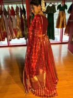 Deep Maroon Silk Embroidered Lehenga Set of 3 - Image 4