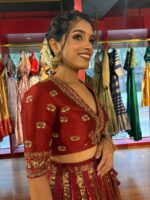 Deep Maroon Silk Embroidered Lehenga Set of 2 - Image 2