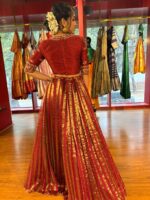 Deep Maroon Silk Embroidered Lehenga Set of 2 - Image 11