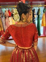 Deep Maroon Silk Embroidered Lehenga Set of 2 - Image 8