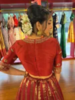 Deep Maroon Silk Embroidered Lehenga Set of 2 - Image 8