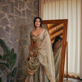 Sea Green Embroidered Tissue Silk Lehenga Set Of 3