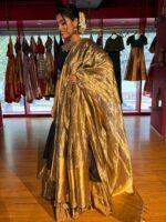 Black Embroidered Tissue Silk Lehenga (Set of 3) - Image 2