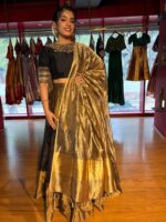 Black Embroidered Tissue Silk Lehenga (Set of 3)