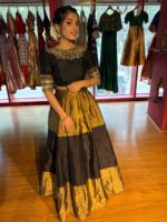 Black Embroidered Tissue Silk Lehenga (Set of 2)