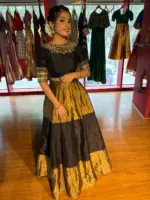 Black Embroidered Tissue Silk Lehenga (Set of 2)