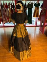 Black Embroidered Tissue Silk Lehenga (Set of 2) - Image 5