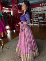 Pink Embroidered Kota Silk Lehenga Set of 2 - Image 3