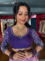 Purple Embroidered Silk Blouse - Image 2