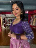 Purple Embroidered Silk Blouse - Image 6