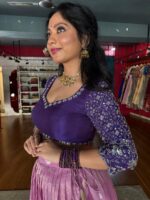 Purple Embroidered Silk Blouse - Image 4