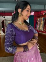 Pink Embroidered Kota Silk Lehenga Set of 2 - Image 5