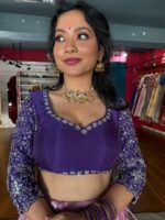 Purple Embroidered Silk Blouse
