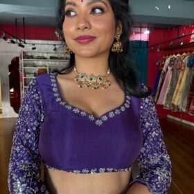 Purple Embroidered Silk Blouse
