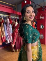 Yellow Embroidered Kota Silk Lehenga Set of 3 - Image 3