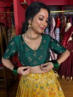 Yellow Embroidered Kota Silk Lehenga Set of 2 - Image 2