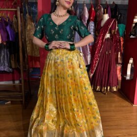 Yellow Embroidered Kota Silk Lehenga Set of 2