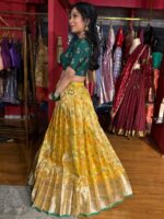 Yellow Embroidered Kota Silk Lehenga Set of 2 - Image 4
