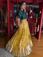 Yellow Embroidered Kota Silk Lehenga Set of 2 - Image 5