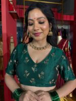 Green Silk Embroidered Blouse - Image 5