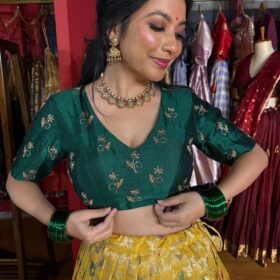 Green Silk Embroidered Blouse