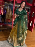 Yellow Embroidered Kota Silk Lehenga Set of 3 - Image 9