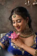 Royal Blue Embroidered Silk Lehenga Set of 2