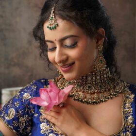 Royal Blue Embroidered Silk Lehenga Set of 2