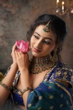 Royal Blue Embroidered Silk Lehenga Set of 3 - Image 2