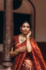 Maroon Silk Chequered Lehenga Set of 3