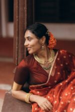 Maroon Silk Chequered Lehenga Set of 3 - Image 7