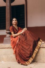 Maroon Silk Chequered Lehenga Set of 3