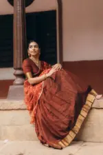 Maroon Silk Chequered Lehenga Set of 3