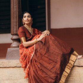 Maroon Silk Chequered Lehenga Set of 3