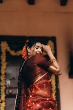 Maroon Silk Chequered Lehenga Set of 3 - Image 4