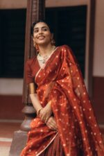 Maroon Silk Chequered Lehenga Set of 3 - Image 5