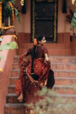 Maroon Silk Chequered Lehenga Set of 3 - Image 3