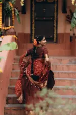 Maroon Silk Chequered Lehenga Set of 3 - Image 3