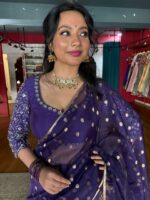 Pink Embroidered Kota Silk Lehenga Set of 3 - Image 8